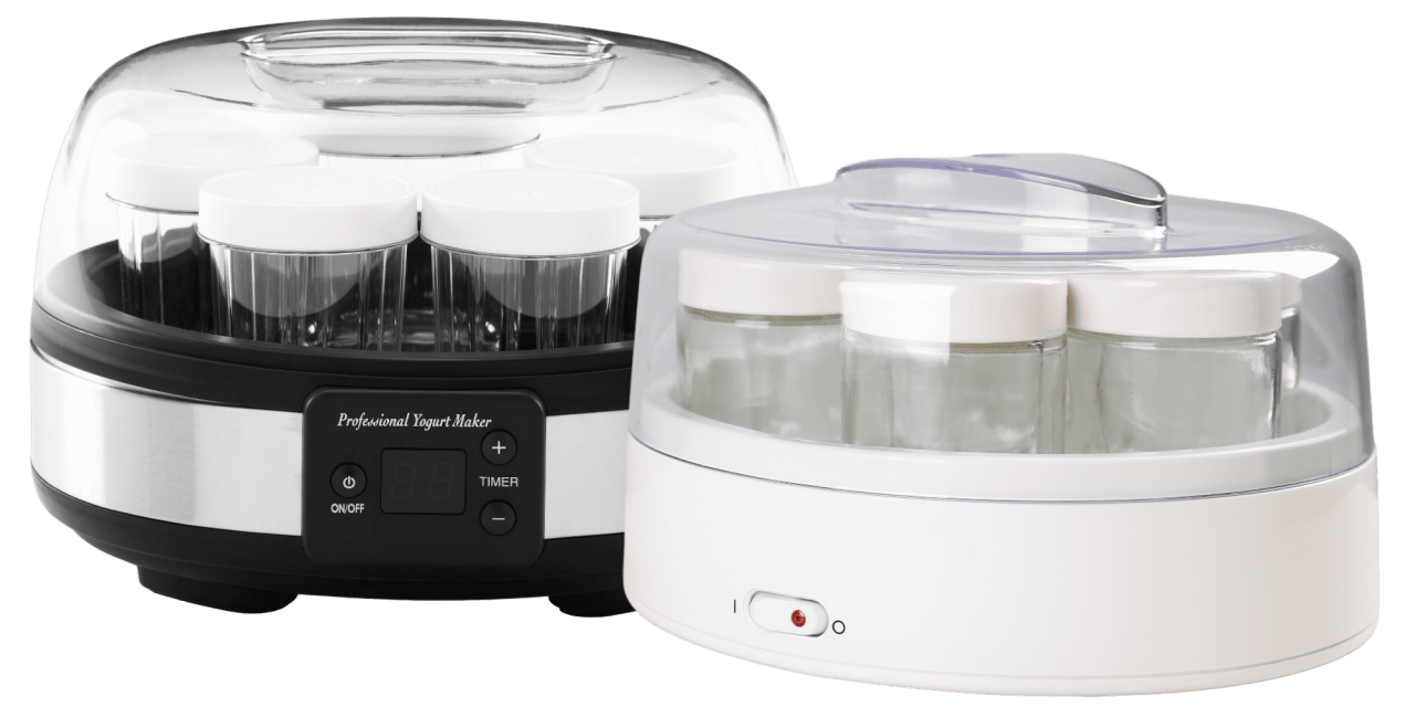 Yaourtières avec fonction d&rsquo;arrêt automatique de la fermentation vs. yaourtières sans fonction d&rsquo;arrêt automatique.