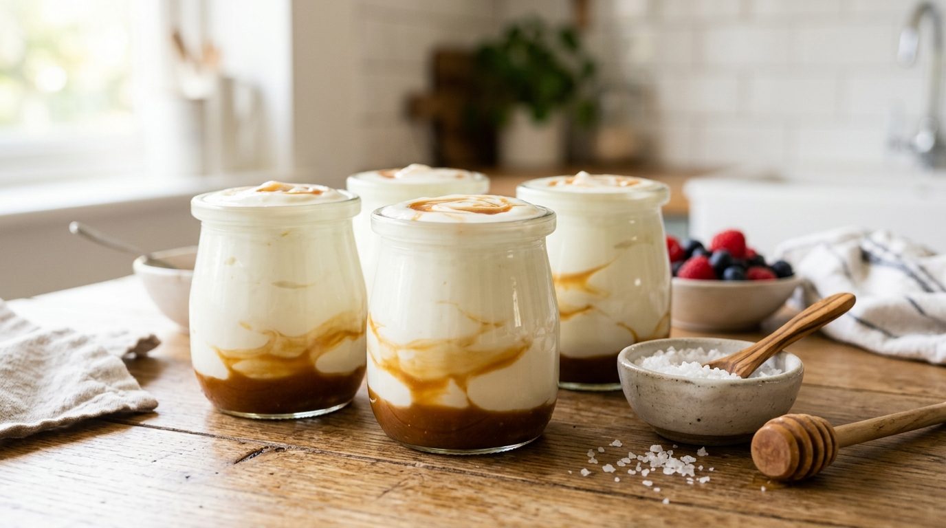Yaourts au caramel salé maison : la recette ultra crémeuse