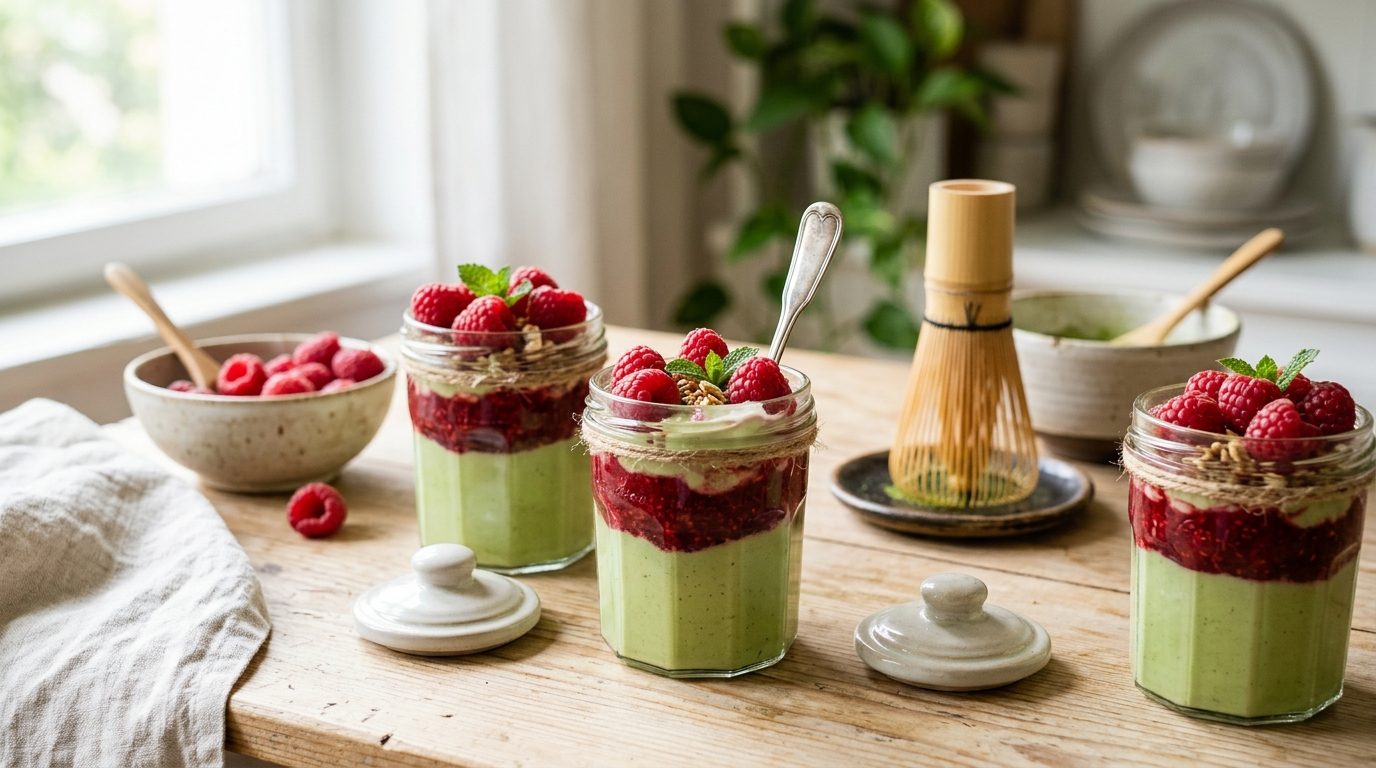 Yaourts au matcha et aux framboises : astuces pour une combinaison parfaite